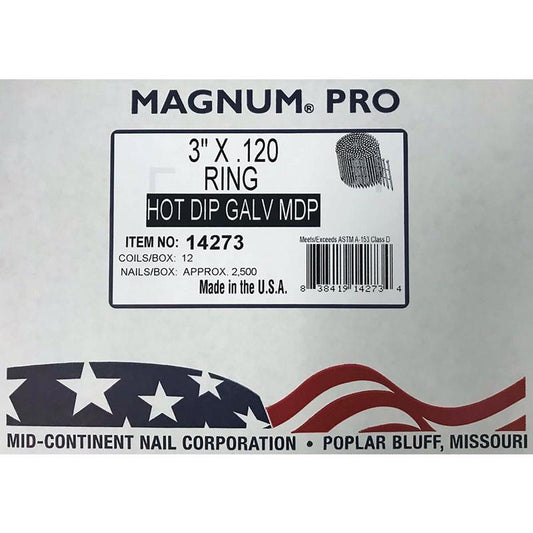 Magnum Pro 3 in. Angled Coil Nails 15 deg Ring Shank 2500 pk