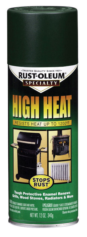 Rust-Oleum Stops Rust Specialty Satin Green High Heat Spray Paint 12 oz. (Pack of 6)