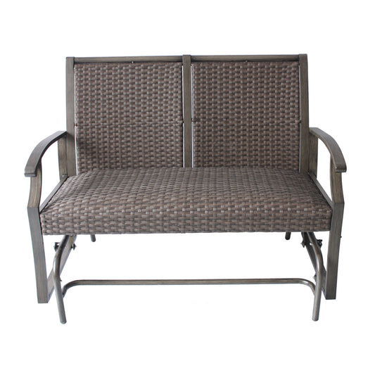 Living Accents 2 Person Brown Aluminum Woven Padded Glider