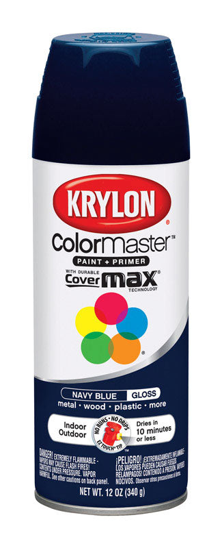 Krylon ColorMaster Gloss Navy Blue Paint + Primer Spray Paint 12 oz. (Pack of 6)