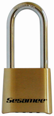 Combination Lock, 4-Dial, Brass, 2-7/8-In.