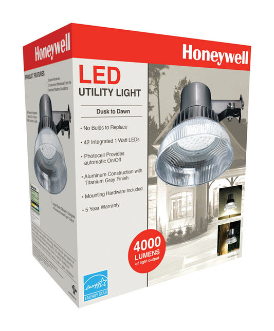 Honeywell  Dusk to Dawn  Plug-In  LED  Gray  Security Light