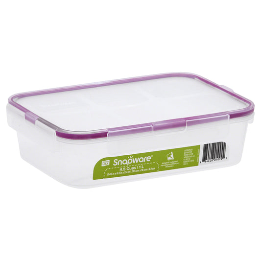 Snapware Clear 4.5-Cups Airtight & Watertight Rectangle Food Storage Container 2 x 8 x 6 in.