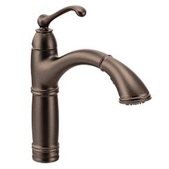 Oil rubbed bronze one-handle high arc pullout kitchen faucet