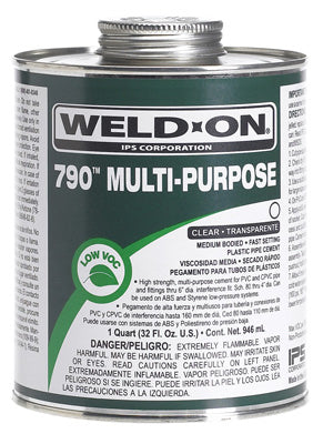 Weld-On 790 Clear Multi-Purpose Low VOC High Strength Solvent Cement 1/4 pt.