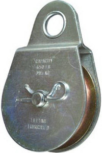 Fixed Eye Steel Pulley, Zinc Finish, 3-In.
