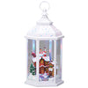 Roman White Tri-Color Lantern with Village Tabletop Decor Indoor Christmas Decor (Pack of 2)