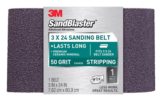3M Sandblaster 24 in. L X 3 in. W Ceramic Sanding Belt 50 Grit Coarse 1 pk