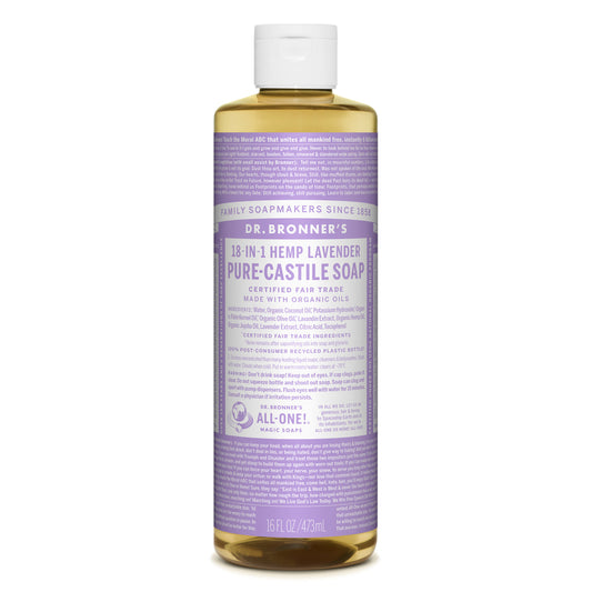 Dr. Bronner's Organic Lavender Scent Pure-Castile Liquid Soap 16 oz (Pack of 12)