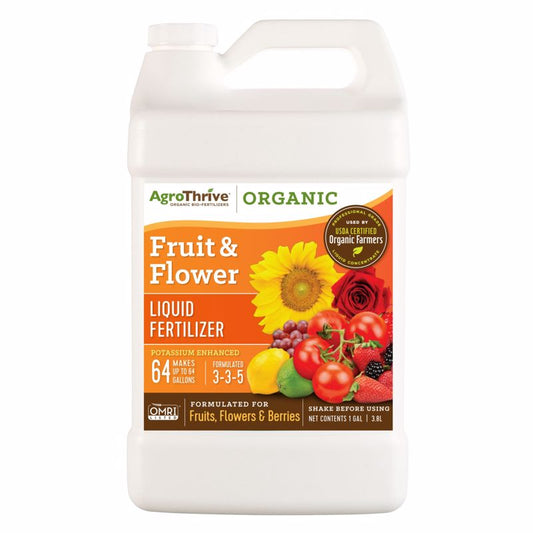 AgroThrive Organic Flowers/Fruits/Vegetables 3-3-5 Fertilizer 1 gal (Pack of 4)