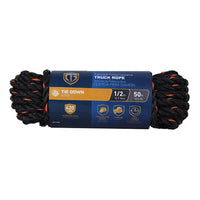 Truck Rope, Twisted Polypropylene, Black & Orange, 1/2-In. x 50-Ft.