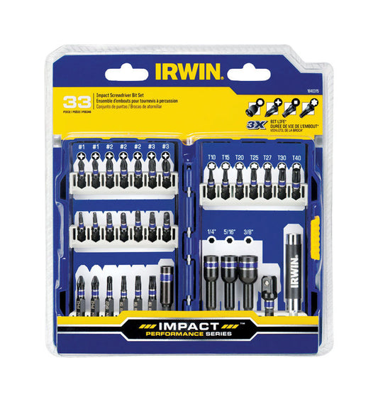 Irwin  Impact Performance Series  Assorted  Multi Size   Impact Fastener Drive Set  S2 Tool Steel  33 pc.