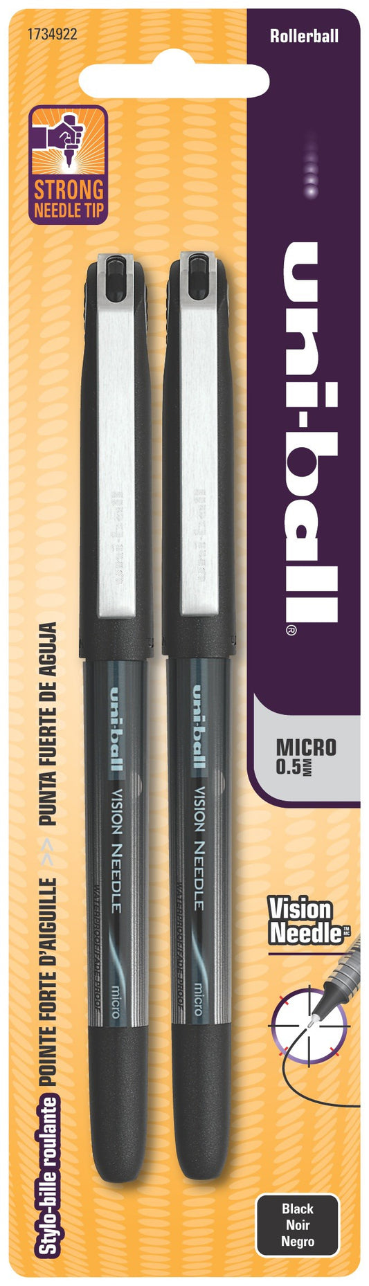 Uni Ball 1734922 Black Uni-Ball Micro Tip Ink Pen 2 Count (Pack of 6)