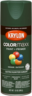 Krylon ColorMaxx Satin Hunter Green Paint + Primer Spray Paint 12 oz (Pack of 6)