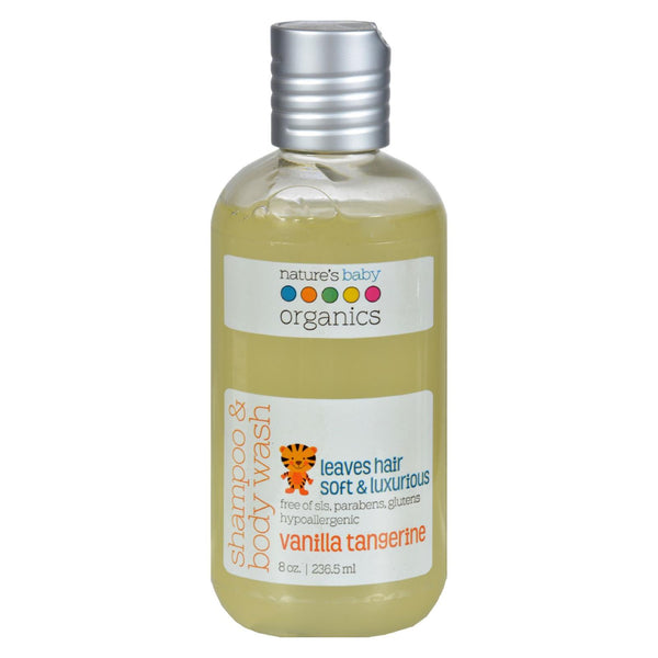 Champú y gel de baño orgánico Nature's Baby con sabor a vainilla y mandarina, 8 onzas líquidas