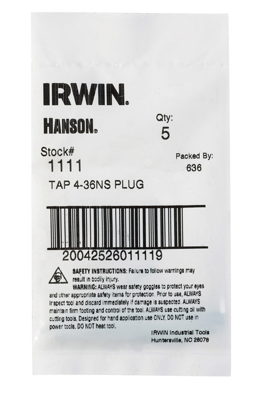 Irwin Plug Taps Size 4 - 36 Ns 36 Ns Bulk (Pack Of 5)