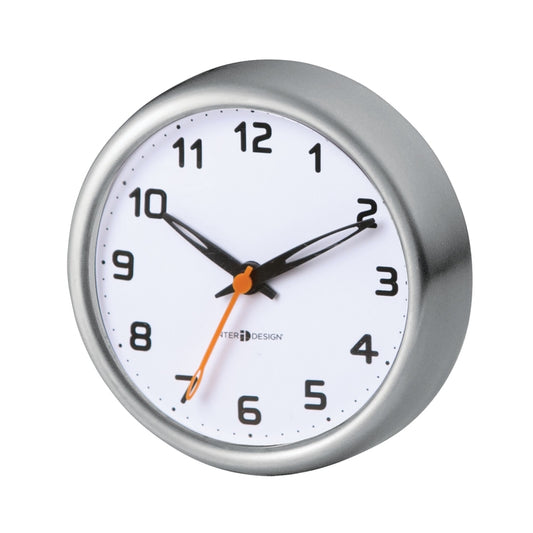 iDesign 3.8 in.   L X 3.8 in.   W Indoor Suction Analog Wall Clock Plastic Silver/White (Pack of 4).