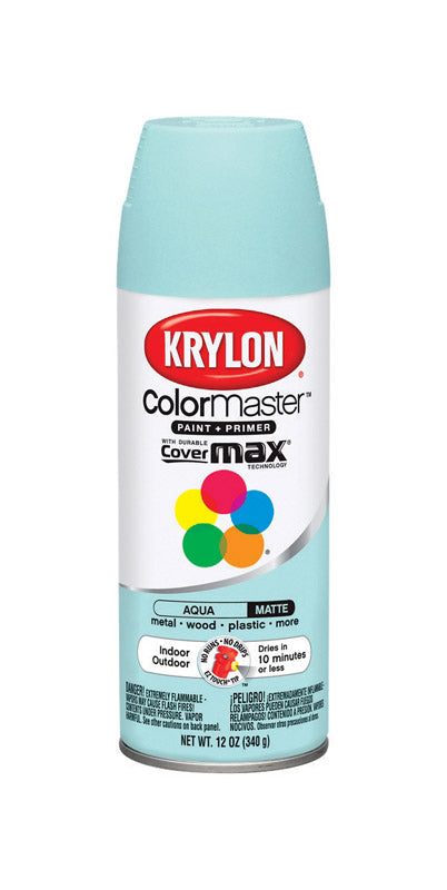 Krylon  ColorMaster  Matte  Aqua  Spray Paint  12 oz.