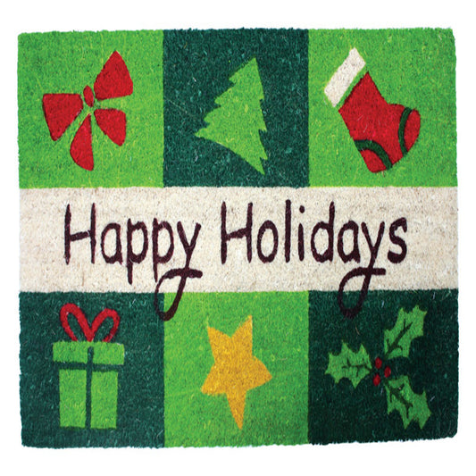 J & M Home Fashions 2.5 ft. L X 1.5 ft. W Multi-color Christmas Coir Outdoor Rug (Pack of 12)
