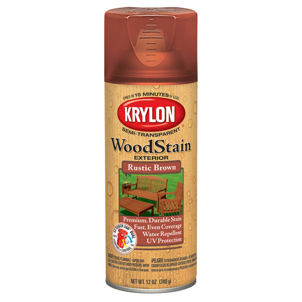 Tinte para madera a base de aceite Krylon Semi-Transparent Smooth Rustic Brown, 12 oz (paquete de 6)