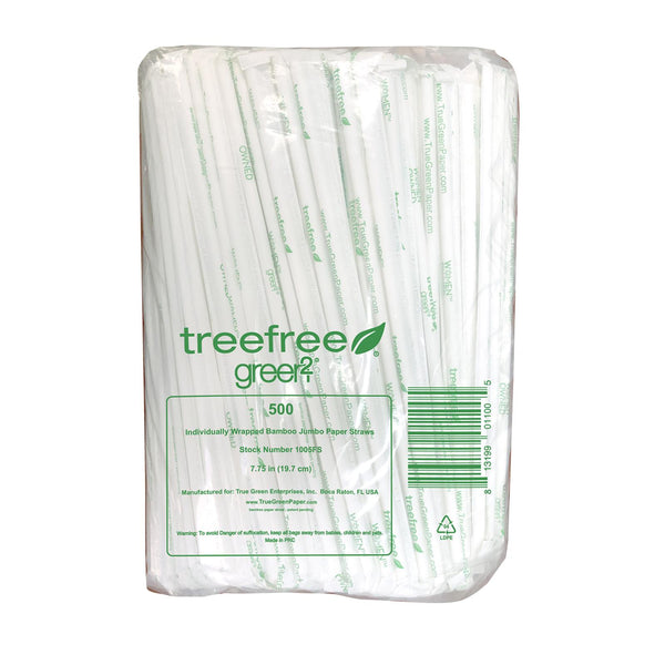 Green 2 - Straws Bamboo Paper Jmbo - Case of 12 - 500 CT (Pack of 12)
