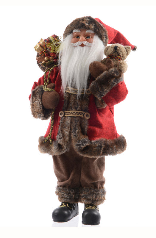 Decoris Santa Greeter with Bear Christmas Decoration Red Polyester 1 pk (Pack of 2)