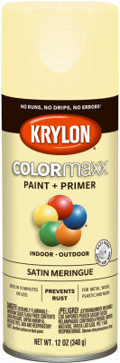 COLORmaxx Spray Paint + Primer, Satin Meringue, 12-oz. (Pack of 6)