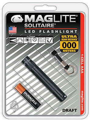 Maglite Solitaire 47 lm Black LED Flashlight With Key Ring AAA Battery