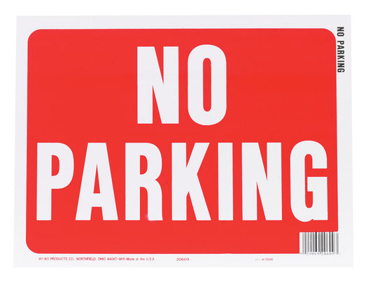 Hy-Ko English No Parking Sign Plastic 9 in. H x 12 in. W (Pack of 10)