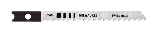 Milwaukee  3-1/8 in. High Carbon Steel  U-Shank  Wood cutting  Jig Saw Blade  8 TPI 5 pk