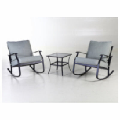 Gramercy 3-Pc. Bistro Set, Glass Table, 2 Rocker Chairs