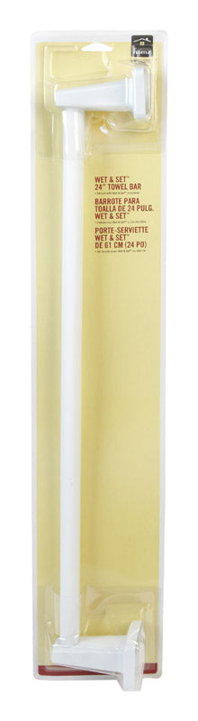 Homz Wet 'N Set White Towel Bar 24 in. L Plastic/Steel