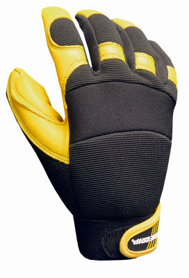 Guantes de trabajo de cuero híbrido, piel de cabra, agarre texturizado, talla mediana para hombre