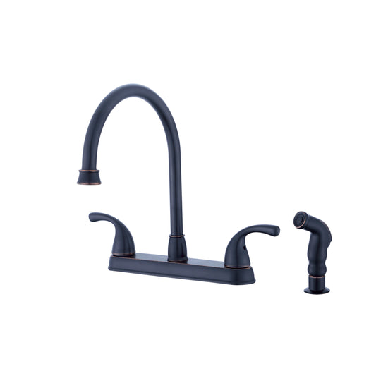 Ultra Faucets Two Handle Oil Rubbed Bronze Kitchen Faucet Side Sprayer Included