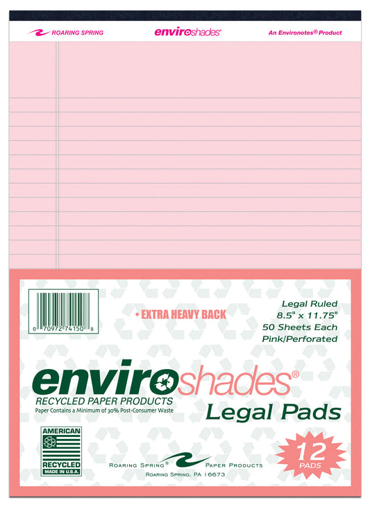 Roaring Spring Paper Company 74150 8.5 X 11.75 Pink Legal Pad