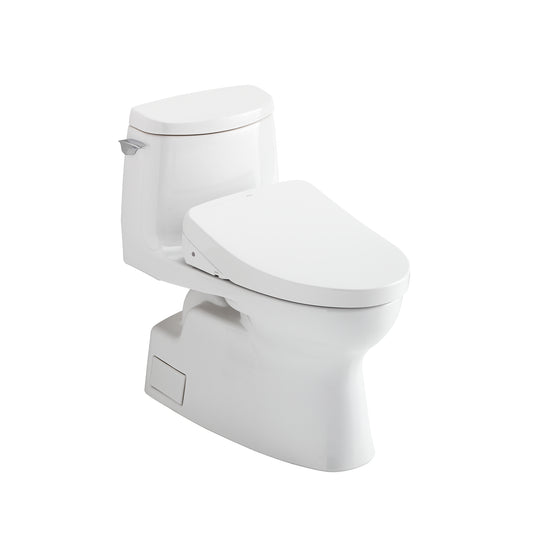 TOTO® WASHLET+® Carlyle® II 1G® One-Piece Elongated 1.0 GPF Toilet with Auto Flush WASHLET+® S550e Contemporary Bidet Seat, Cotton White - MW6143056CUFGA#01