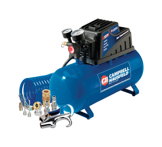 Campbell Steel Blue 110 PSI 0.3 Hp 120V 3A Portable Air Compressor 3 gal. Tank