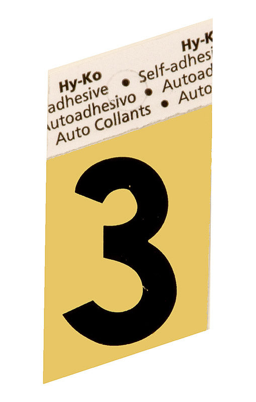 Hy-Ko 1-1/2 in. Black Aluminum Number 3 Self-Adhesive 1 pc. (Pack of 10)