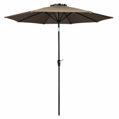 Patio Market Umbrella, Crank Open/Tilt, Steel Pole, Taupe Fabric, 9-Ft.