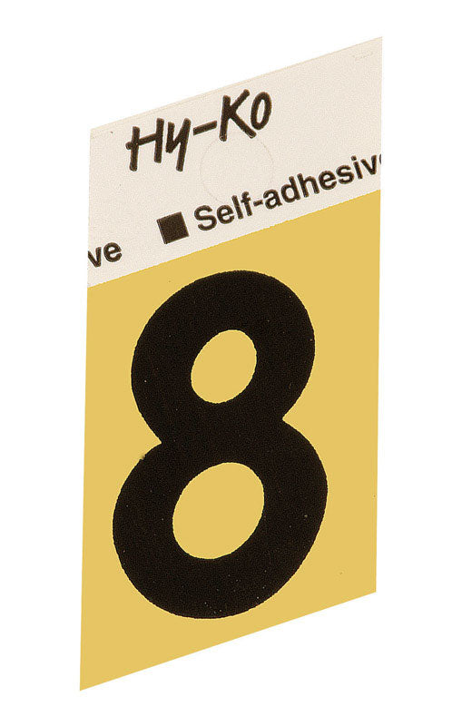 Hy-Ko 1-1/2 in. Black Aluminum Number 8 Self-Adhesive 1 pc. (Pack of 10)