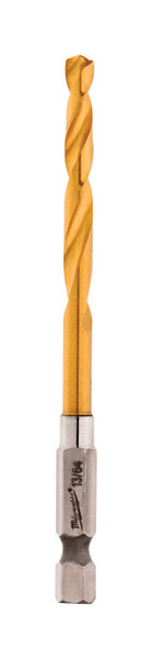 Milwaukee Shockwave 13/64 in. X 3-1/2 in. L Titanium Red Helix Drill Bit Hex Shank 1 pc