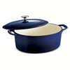 7 Qt Enameled Cast-Iron Series 1000 Covered Oval Dutch Oven - Gradated Cobalt