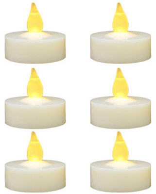 Tea Light LED Candles, Yellow Flicker Flame, Battery-Operated, 6-Pk.