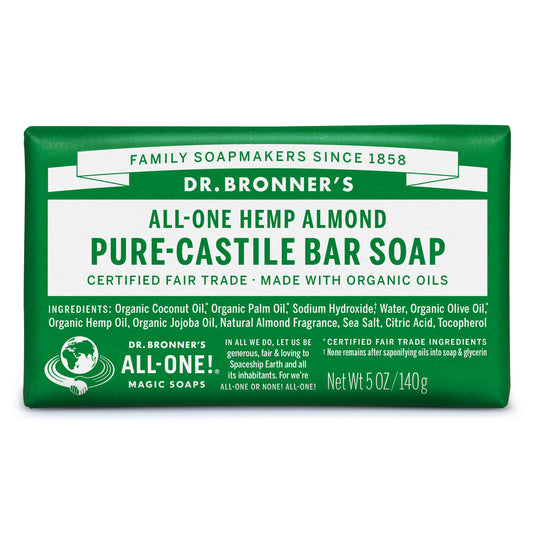 Dr. Bronner Organic Almond Scent Pure-Castile Bar Soap 5 oz (Pack of 12).