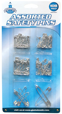 Safety Pins, Assorted  Sizes & Colors, 108-Ct.