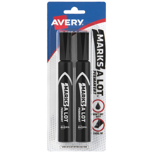 Avery 07902 Black Marks-A-Lot® Permanent Marker 2 Count (Pack of 6)