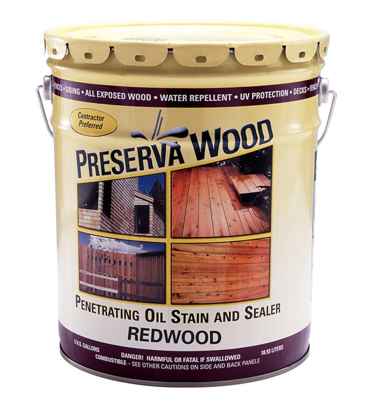 Preserva Wood Transparent Matte Redwood Oil-Based Oil Penetrating Wood Stain/Sealer 5 gal