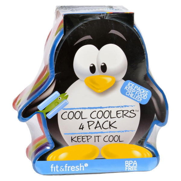 Bolsas de hielo Fit and Fresh - Hieleras refrescantes - Pingüino multicolor - 4 unidades