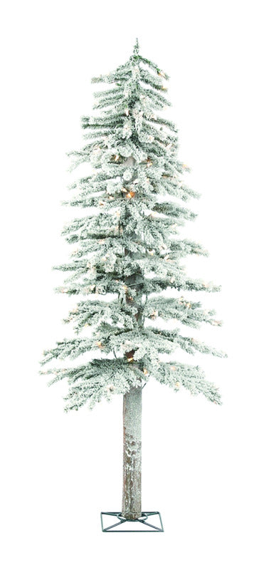 Holiday Bright Lights  5 ft. Clear  Prelit Flocked Alpine  Artificial Tree  150 lights