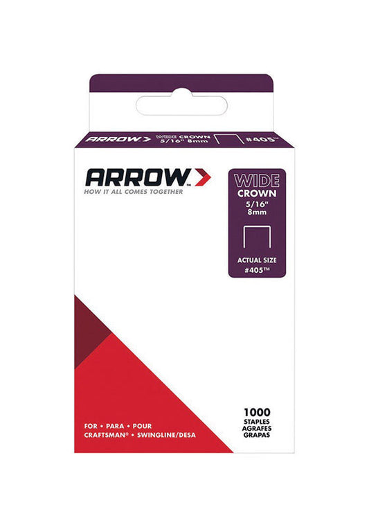 Arrow Fastener Gray Galvanized Steel 24 ga. Wide Crown Light-Duty Staples 5/16 L x 5/16 W in. (Pack of 5)